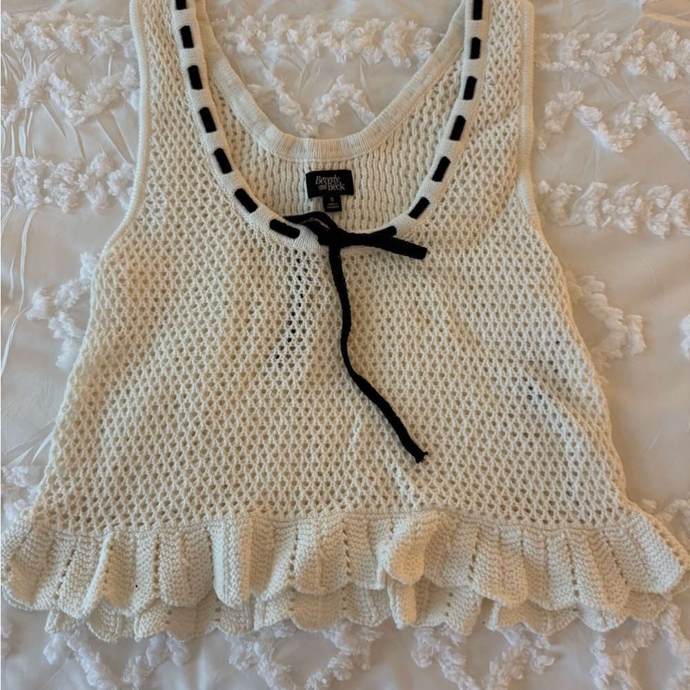 PacSun Ivory Knit Tank with Black Accents